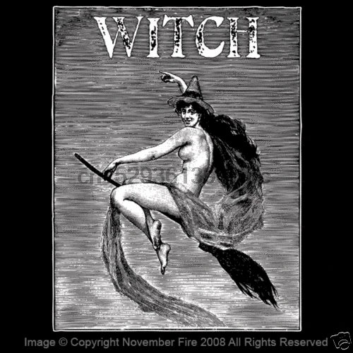 Летающая ведьма Wicca Sabbath Witchcraft Хэллоуин Женская сатановая рубашка NFT427|Мужские