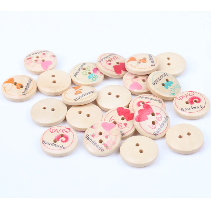 Multi-style round heart Two Holes buttons Wooden Sewing Buttons Scrapbooking Mixed Natural Color Costura Botones bottoni botoes | Дом и сад