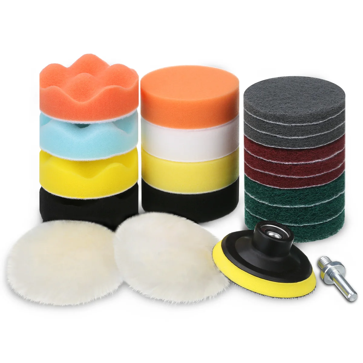 

21Pcs/set 3 Inch Polishing Scouring Pads Wool Buffing Pads Kits Sanding Glazing Buffing Waxing Wax Pad Removes Scratches Drill