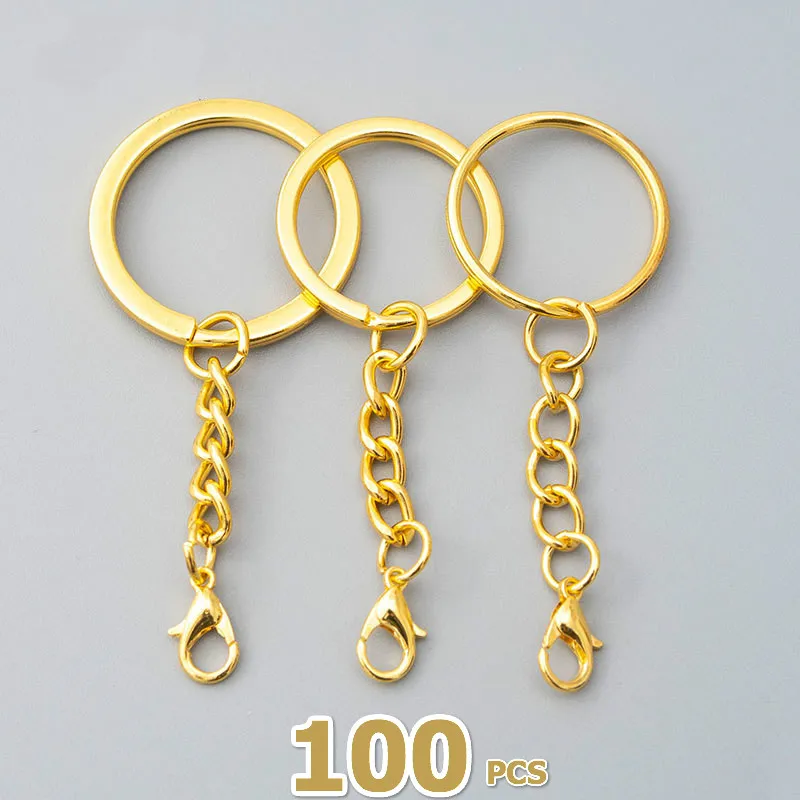 

Bulk Wholesale 100pcs/lot 25 30mm Polished Keyring Keychain Short Chain Key Rings Women Men DIY Key Chains Jewelry Accessories