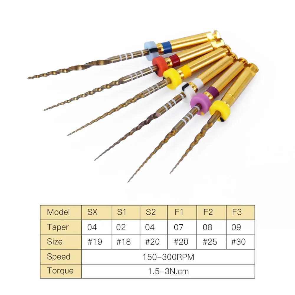 AZDENT Поворотный супер корня канала Золотой файлы Стоматологическое лабораторное