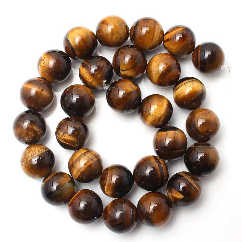 Yellow Tiger Eye Натуральный круглый тигровый глаз Амазонит гранат Агаты ангелит кварц Лава бусины для самостоятельного изготовления ювелирных изделий браслет аксессуары 15'' - Цвет: Yellow Tiger Eye