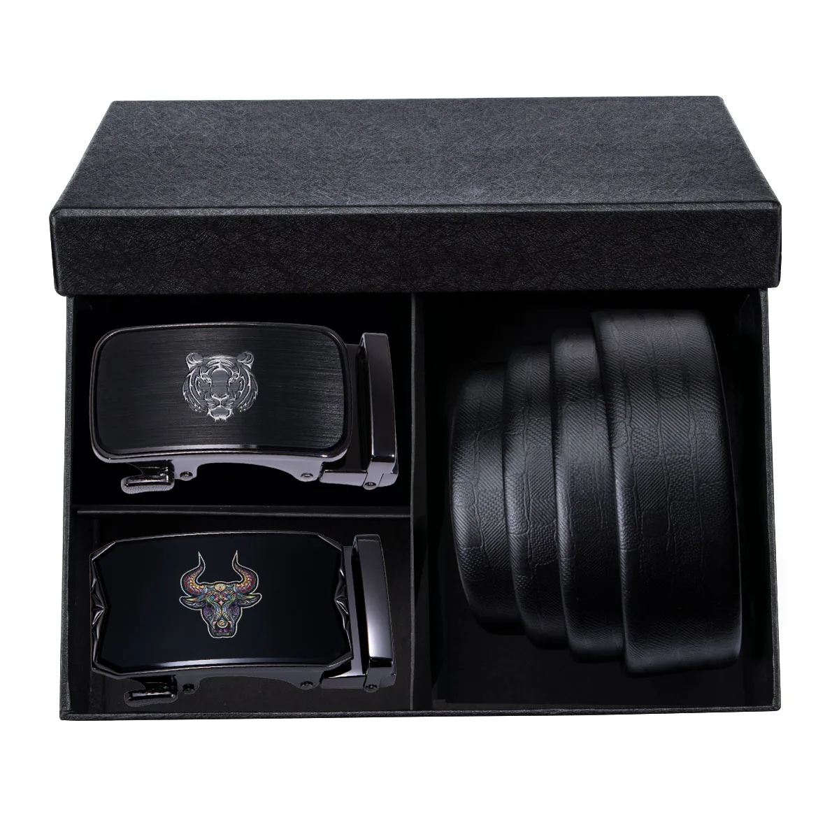 Ремень мужской кожаный с автоматической пряжкой дизайнерский черный пояс