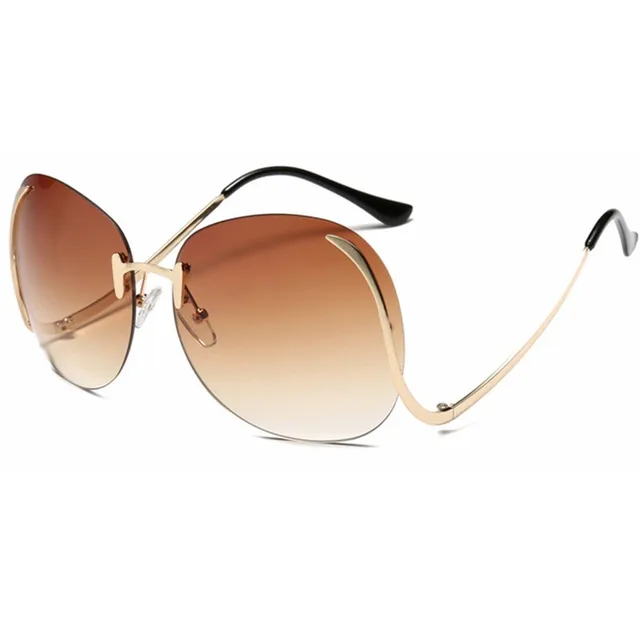 Oversized Rimless Sunglasses Women Vintage Brand Designer Square Sun Glasses Shades Female Pilot Big Frames Eyeglasses UV400 6