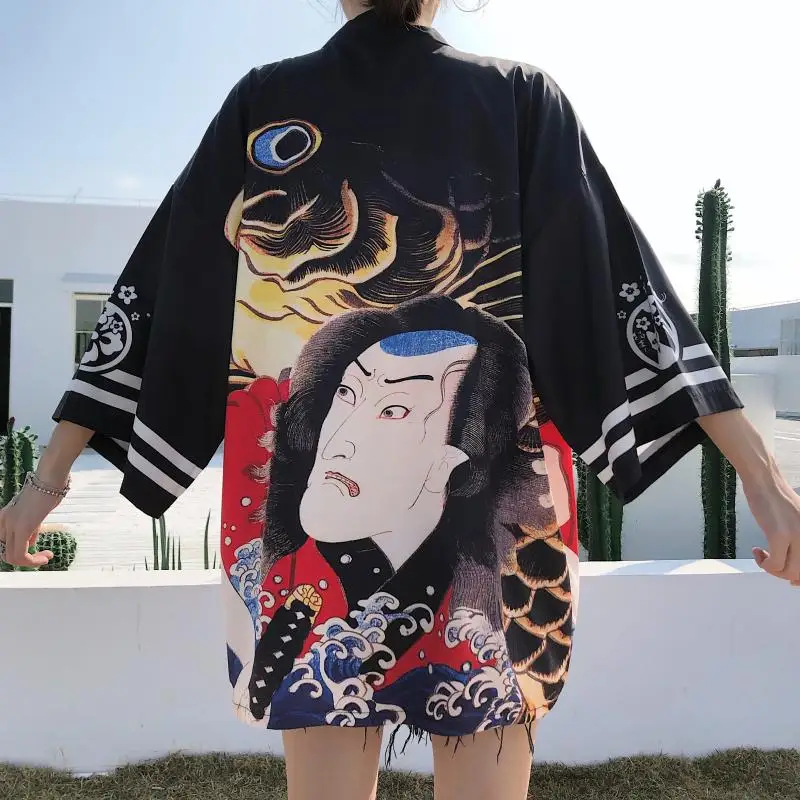 INS Модный черный белый японский Новый 2020 свободный летний пляжный кардиган для