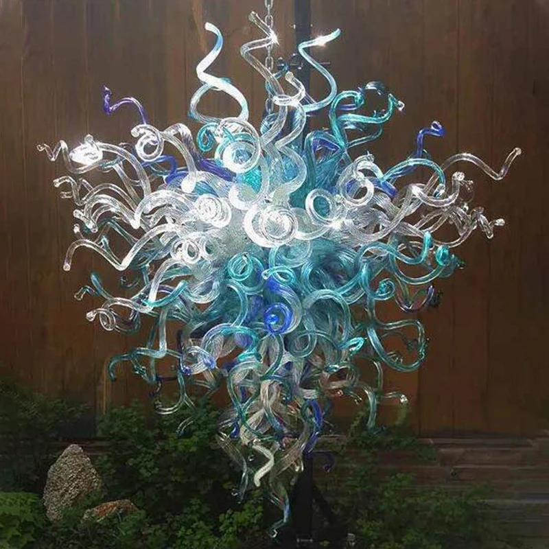 

GIRBAN Hand Blown Murano Glass Chandeliers LED Bulbs Home Decor Art Chandelier Lighting Fixtures Room Blue Hanging Lamps Modern