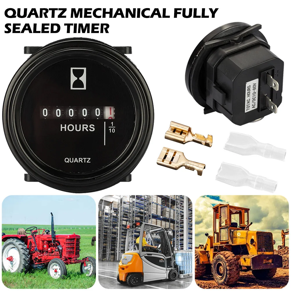 

10V-80V DC Generator Hour Meter Car Marine Boat Engine Round Gauge Car Truck Mechanical Generator Hour Meter Counter Timer