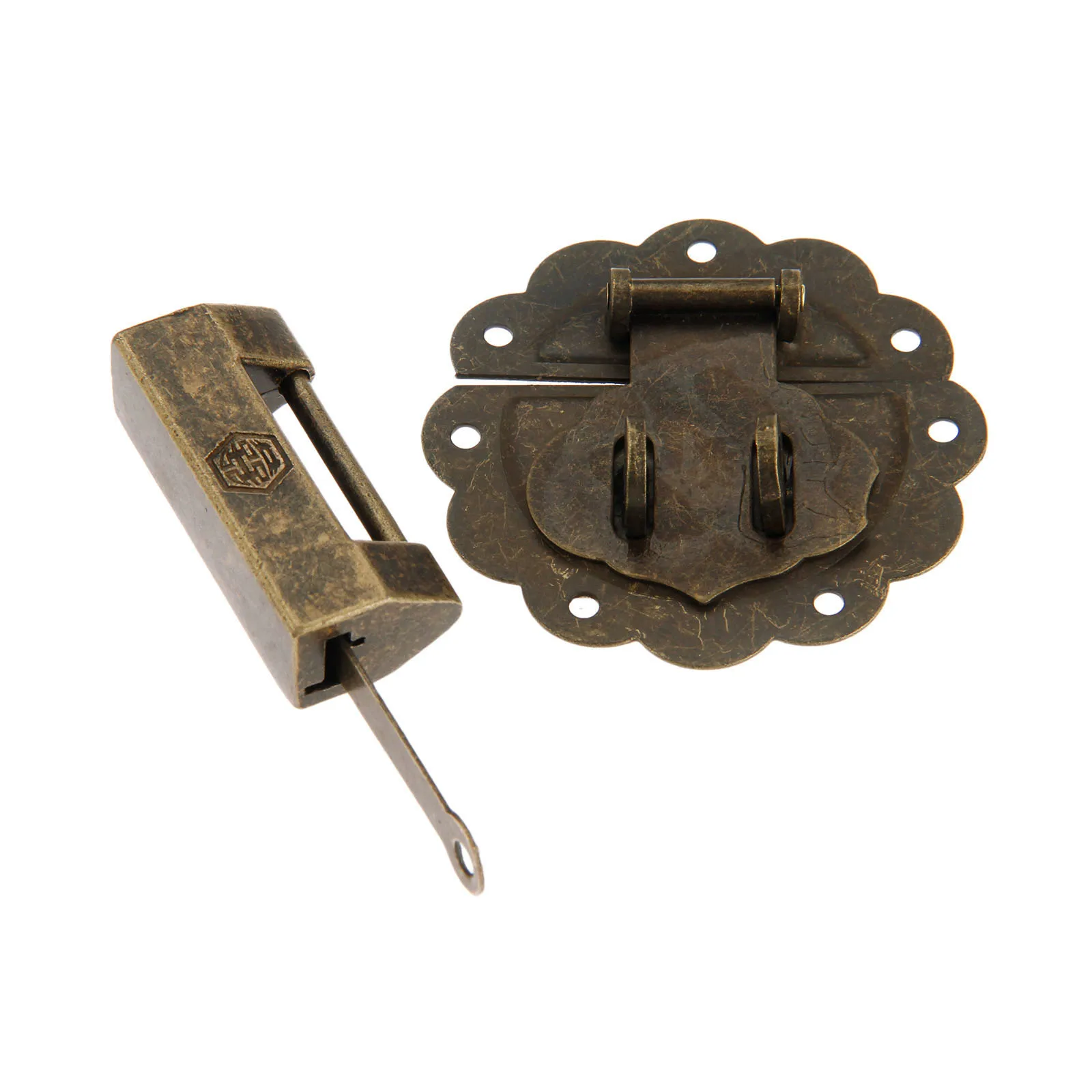 DRELD Antique Bronze Chinese Old Lock/Padlock and Box Latch Hasp Buckle Clasp for Cabinet Jewelry Wooden Furniture Hardware |