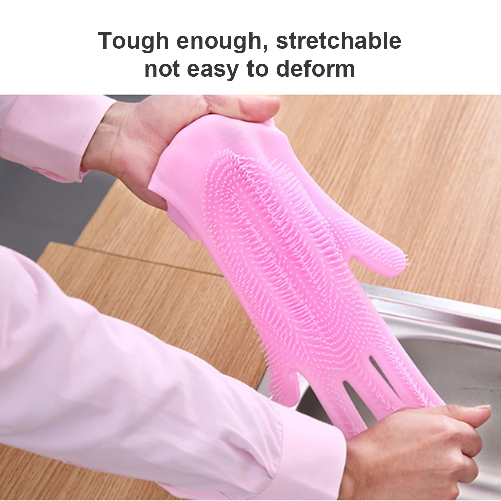 

2pcs Silicone Cleaning Gloves Multifunction Magic Silicone Dish Washing Gloves For Kitchen Household Silicone Washing