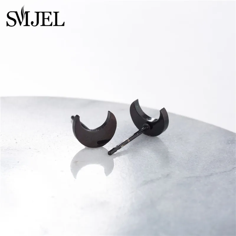 Tiny Stainless Steel Moon Stud Earrings 2021 Trend Cross OM Symbol Bicycle Bar Ball for Women Child Christmas Gifts | Украшения и