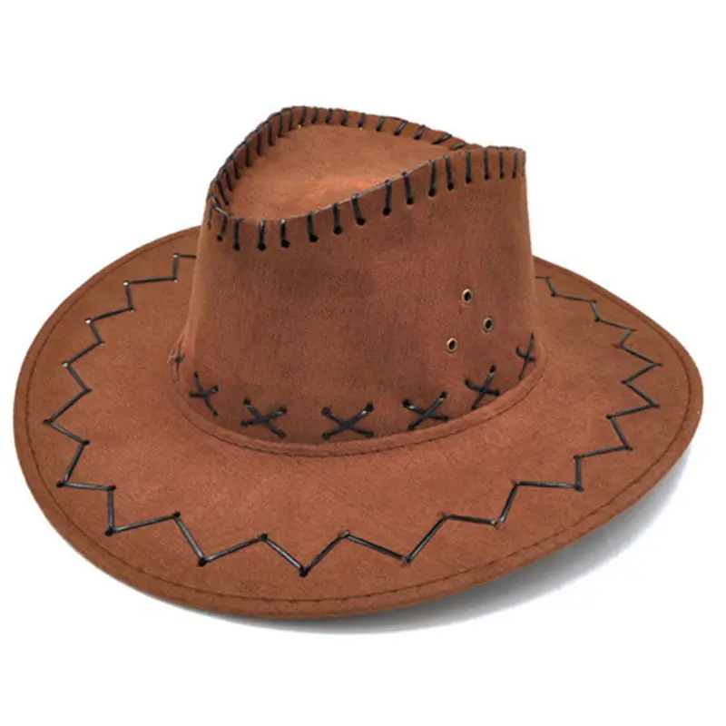 

1 Pcs Fashion Sun Hat Faux Leather Cowboy Hat Men and Women Travel Caps Fashion Western Hats Chapeu Cowboy