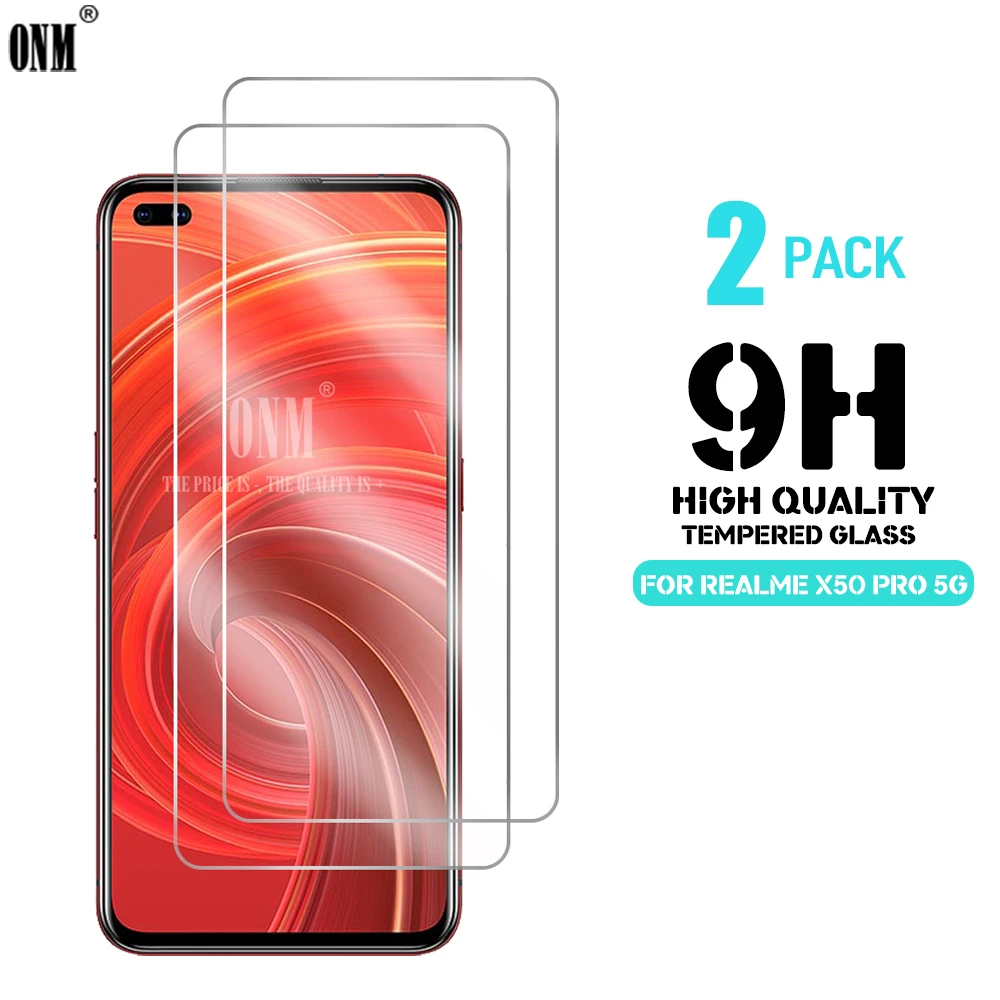2 шт. X50 закаленное Стекло для Realme Pro 5g Экран протектор 2.5D с уровнем твердости 9H