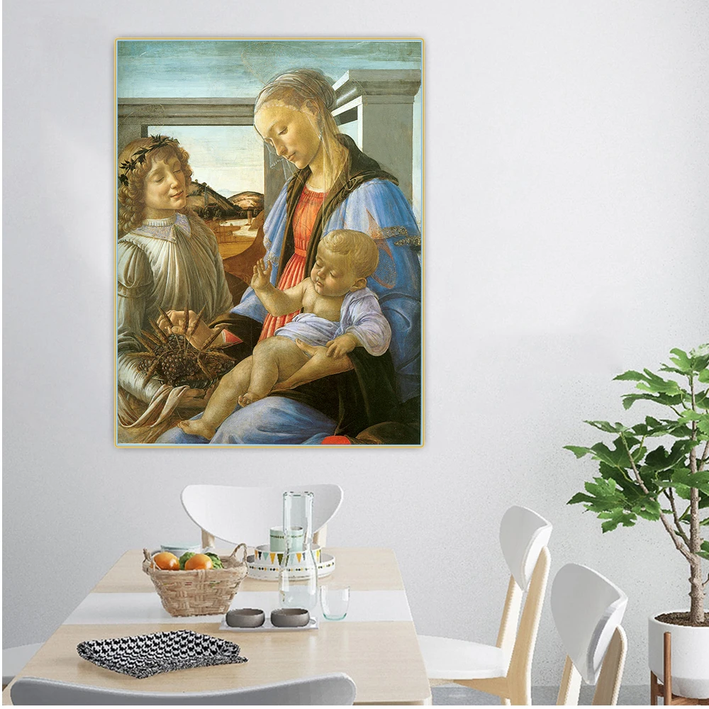 

Citon Sandro Botticelli《Virgin and Child with an Angel》Canvas Oil Painting Poster Picture Wall Background Decor Home Decoration