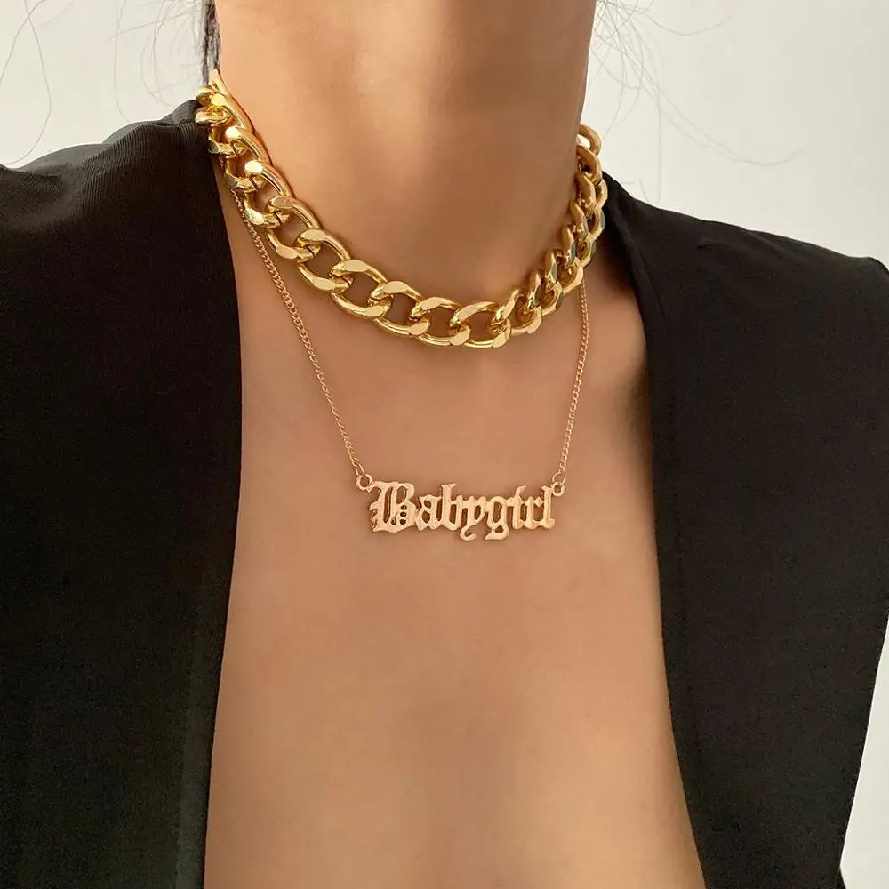 

docona 2020 New Designed Letter Gold Pendant Necklaces for Women Fashion Custom Name Alloy Necklaces Jewelry Accessories 16720
