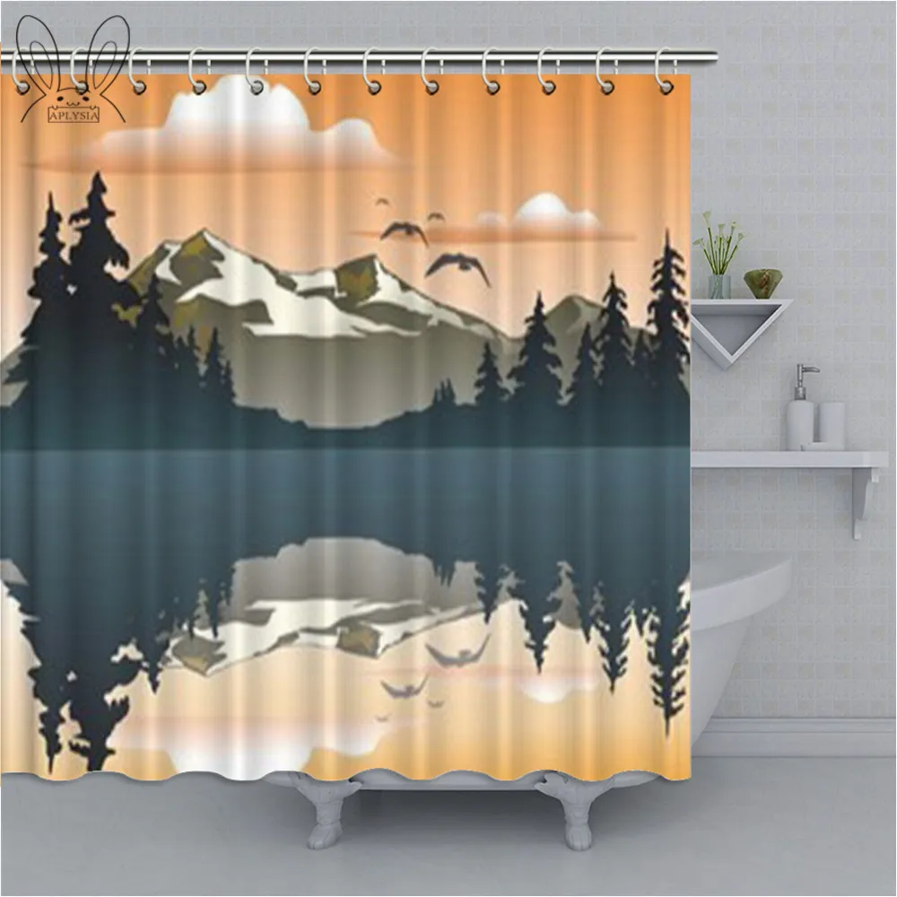 Занавеска для душа из полиэстера водонепроницаемая с геометрическим узором | Дом