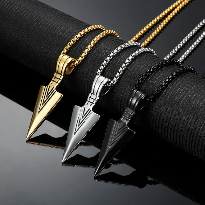 

Fashion Accessories Personality Spearhead Pendant Men's Titanium Steel Necklace Punk for Boyfriend Male Stainless Steel Jewelry