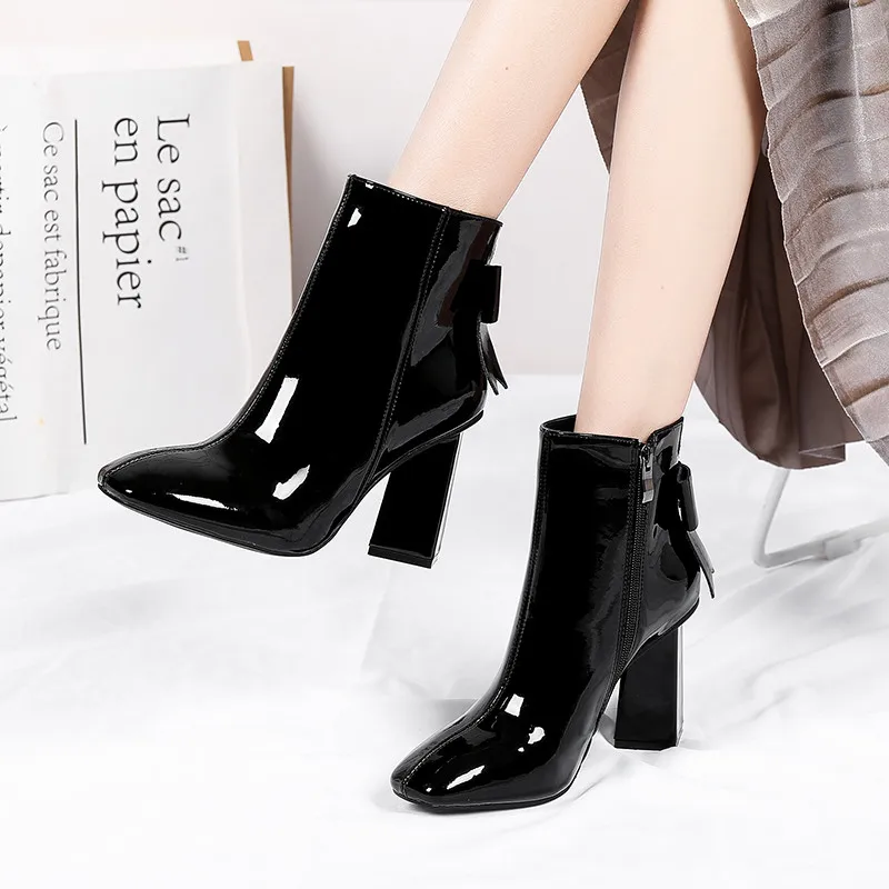 FEDONAS/модные элегантные ботинки Челси из лакированной коровьей кожи вечерние