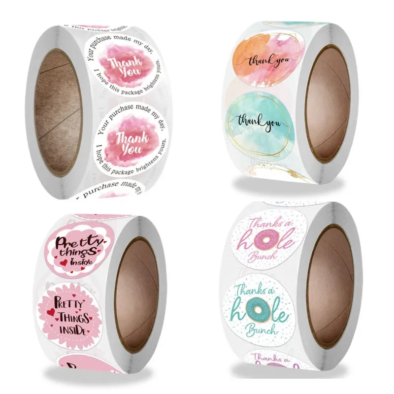 

500piece 1inch Color Tapered circular seal sticker thank you Envelope packaging decoration diy Hand made 25mm
