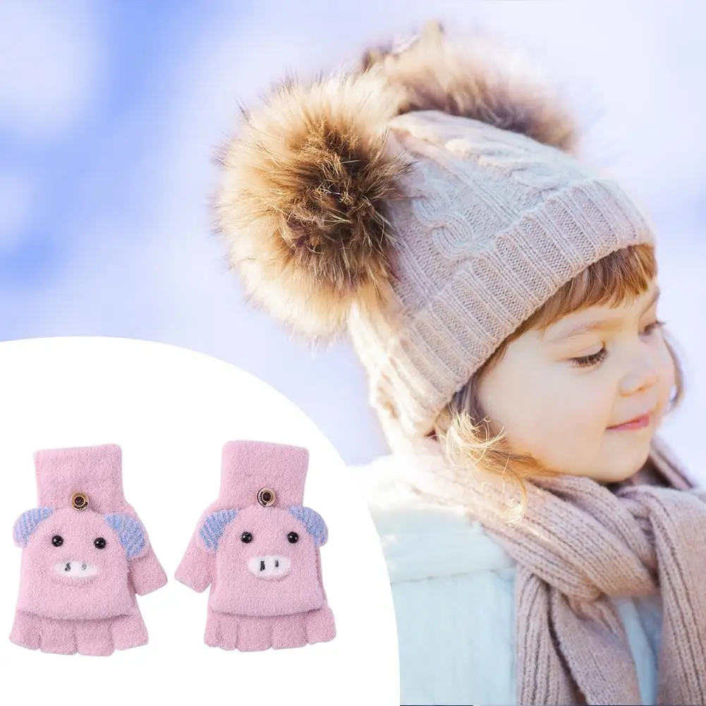 

2pcs Cute Gloves Stretch Half Finger Kids High-quality Delicate Breathable Soft Surface Ski Hand Muff Hand Cover