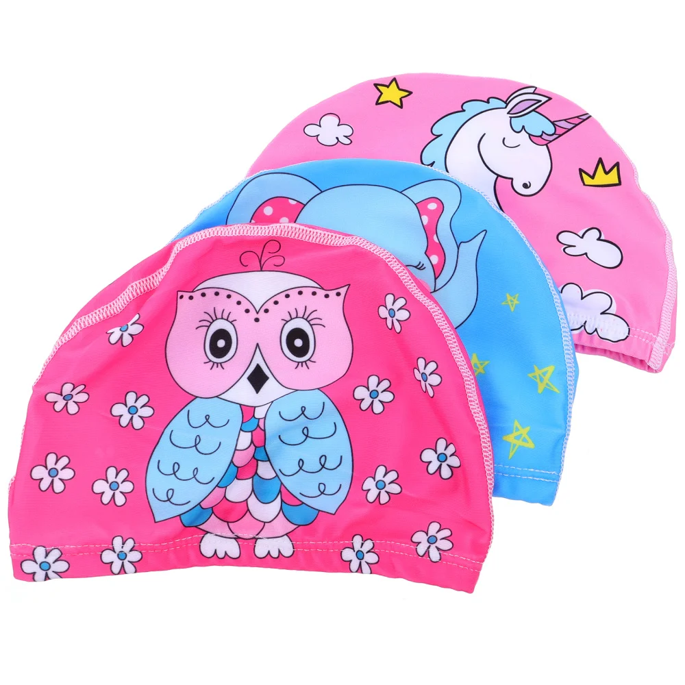 

3pcs Fun Swim Caps High Elastic Swimming Caps Bathing Caps for Boys and Girls