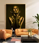 Картина на холсте с изображением золотой кожи, сексуальная обнаженная, африканская, настенные картины, художественные плакаты и принты, для гостиной
