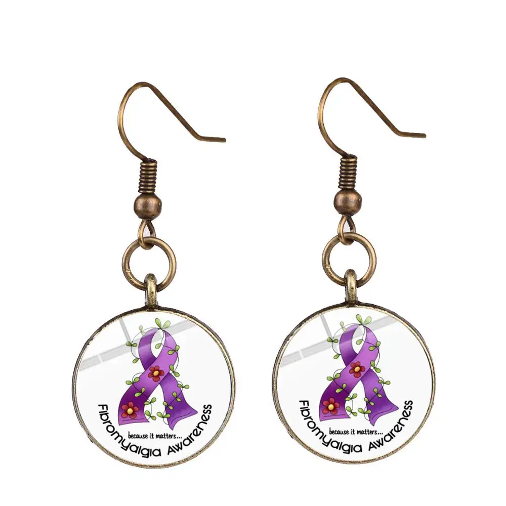 Серьги с изображением фибромилгии Я часть лечения висячие серьги совы бабочки