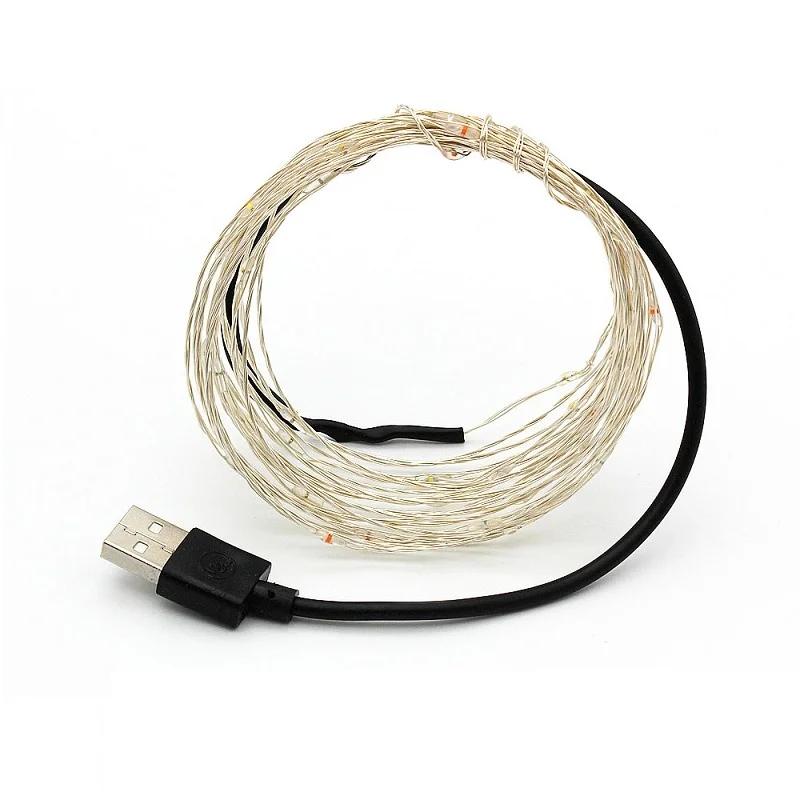 Светодиодная гирлянда 2 м 5 10 серебряная домашняя Рождественская елка украшение