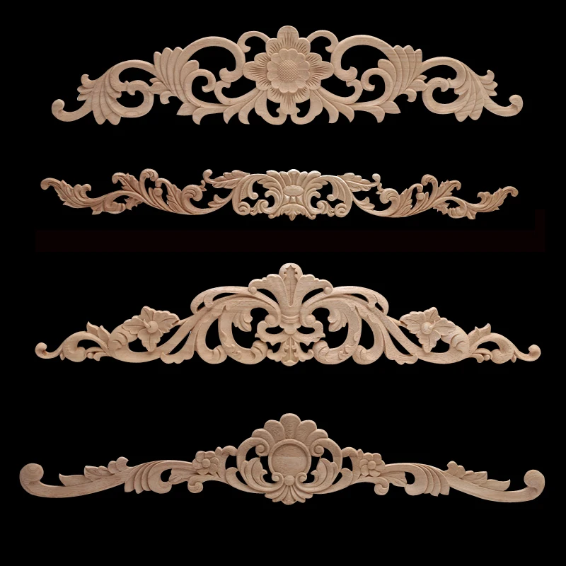 Аппликация накладка деревянная Декаль резным декором Неокрашенный украшения с