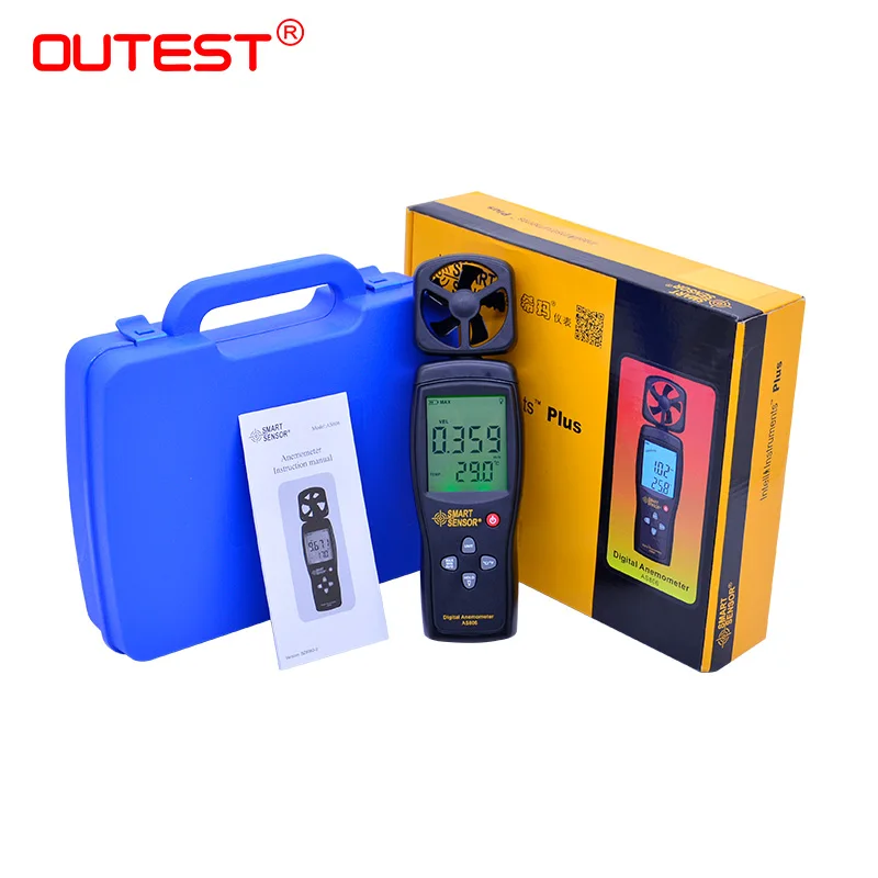 

OUTEST Handheld Anemometer Digital Wind Speed Measurement Temperature Tester LCD Display Air Flow Speed Wind Meter 0-45M/S AS806
