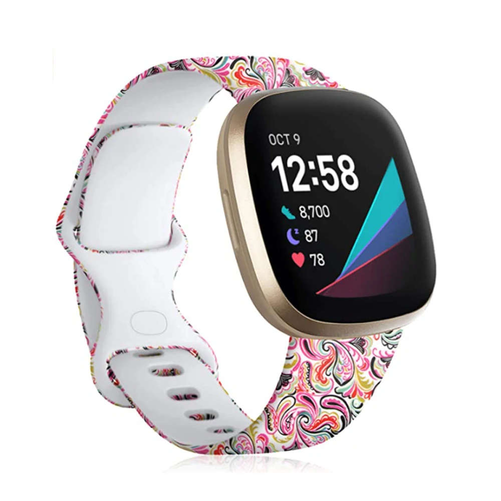 Женские ремешки для Fitbit Versa 3 женские с цветочным принтом умных часов fitbit Sense/Versa3