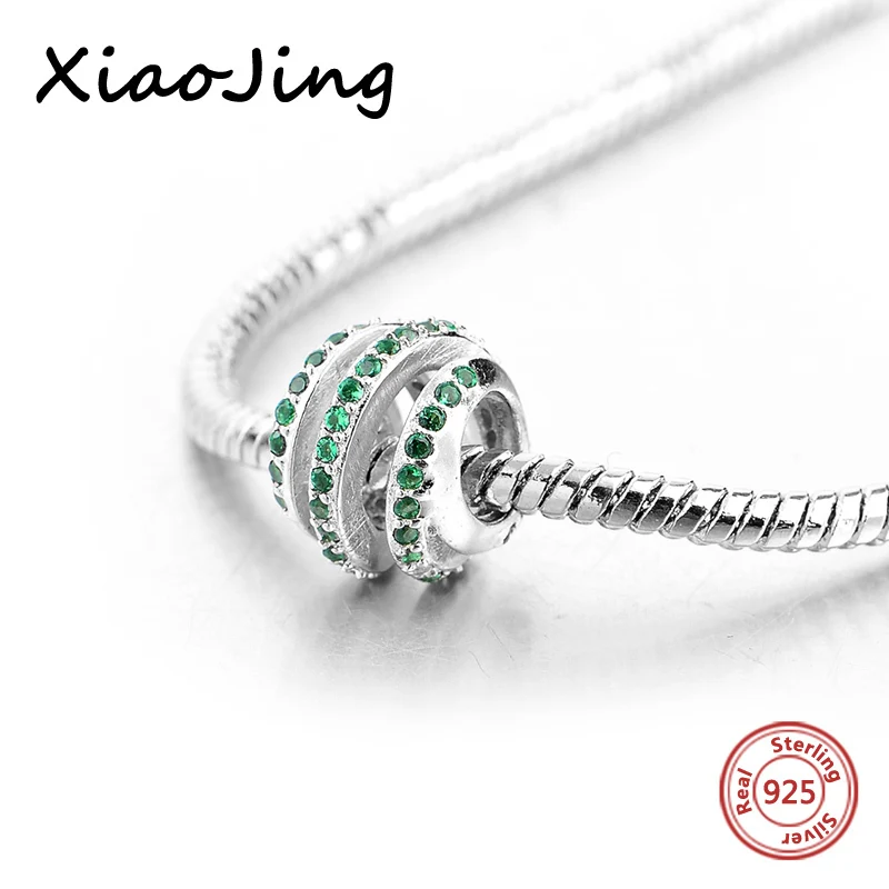 XiaoJing модные кубические циркониевые бусины Подвески Серебро 925 оригинальные