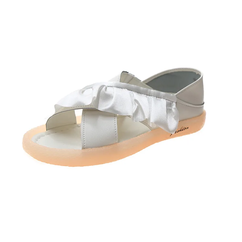 

Soft Cross Round Toe Comfort Shoes for Women Clear Heels Anti-Skid Cross-Shoes Luxury Sandals 2021 Summer Two Weare Suit Female