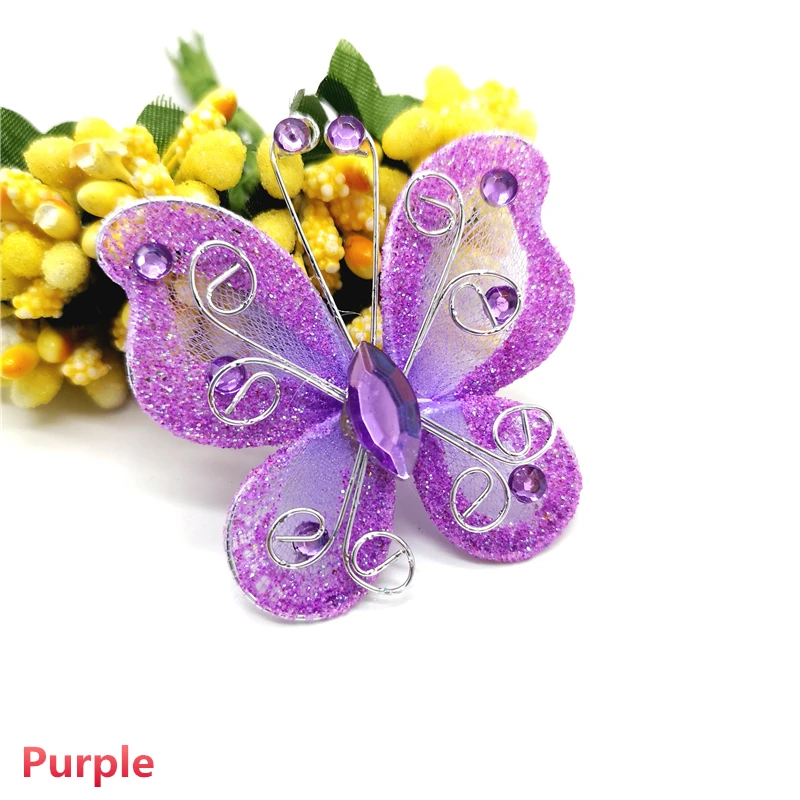 Purple 2 шт./партия красивая бабочка DIY аксессуары для одежды шляпа декоративные аксессуары для рукоделия# pj8192 - Цвет: Purple