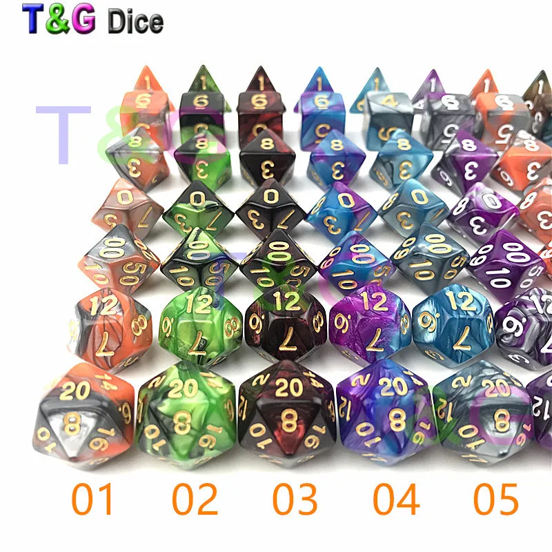 Новые разноцветные кубики Dado Набор для подземелий и драконов Rpg игра 7 шт./компл.