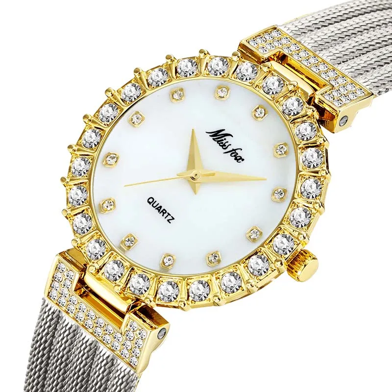 2102-2 MISSFOX Женские Часы Люксовый Бренд Часы Браслет Водонепроницаемый Big Lab Diamond Женские Наручные Часы Для Женщин Кварцевые Часы - Цвет: 2102-2