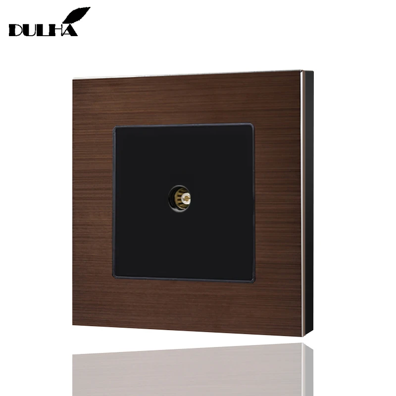 

TV Antenna Wall Socket, Luxury Brushed Aluminum Satin Metal Panel, Universal Coaxial Cable Television Wiring Electric Outlet