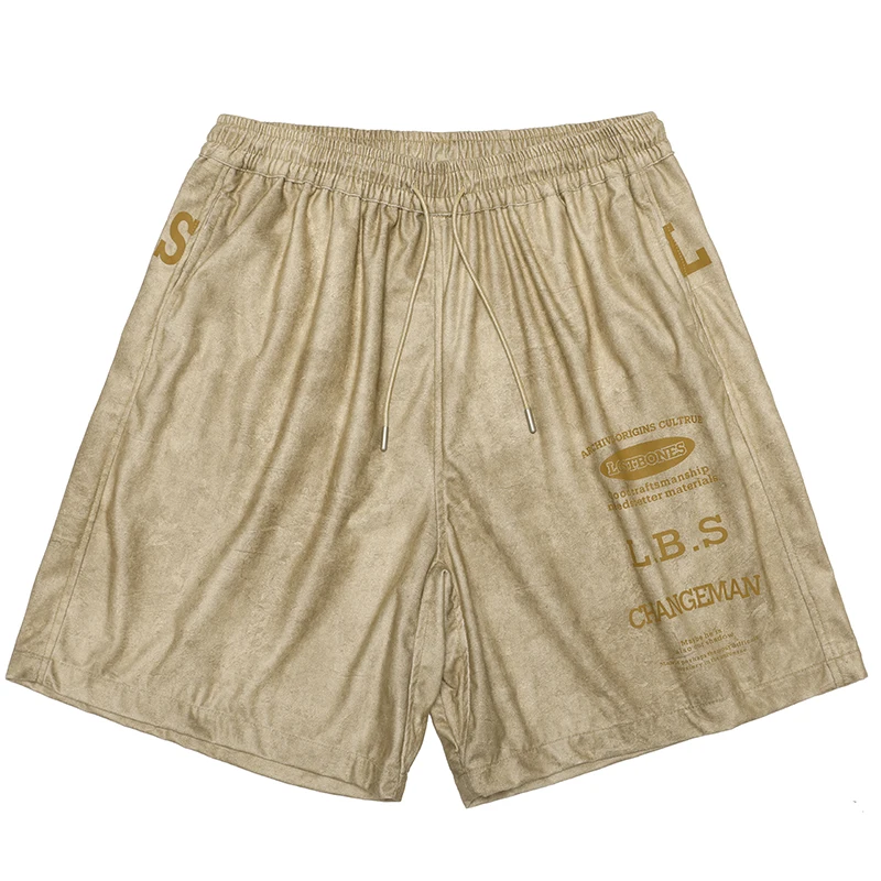 

Fashion Streetwear High Quality Faux Suede Letter Print Straight Casual Cargo Shorts Men Clothing Summer Hip Hop Sweatpants
