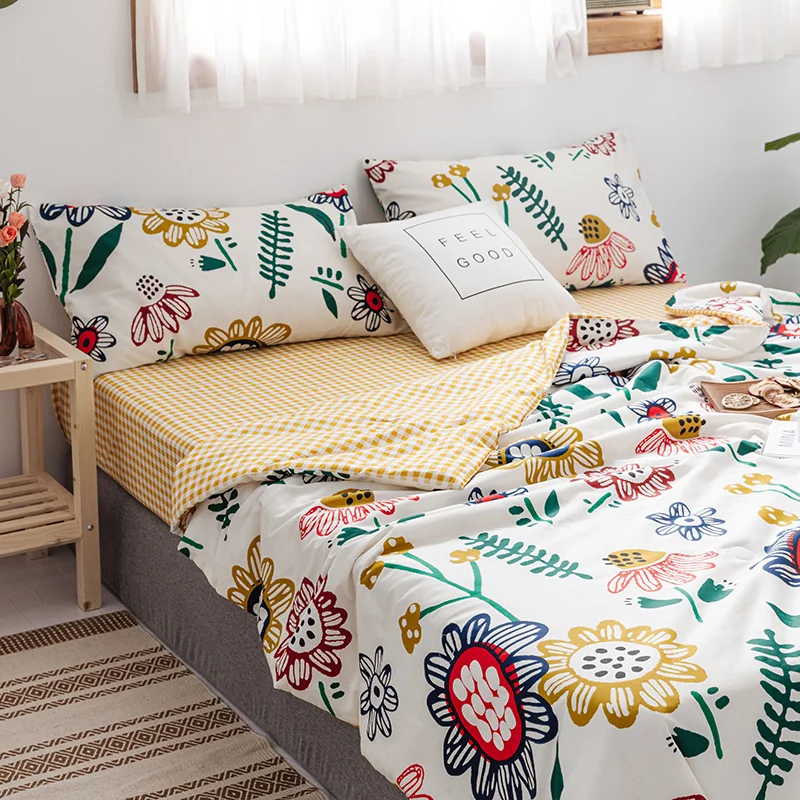 100% cotton Sunflowers Print 1PCS floral fabric bedspread coverlet/bed cover summer blanket 200*230/150*200/180*200cm | Дом и сад