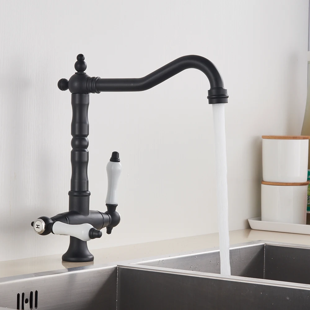 Кухонный смеситель с двойной керамической ручкой настенный кран из латуни для