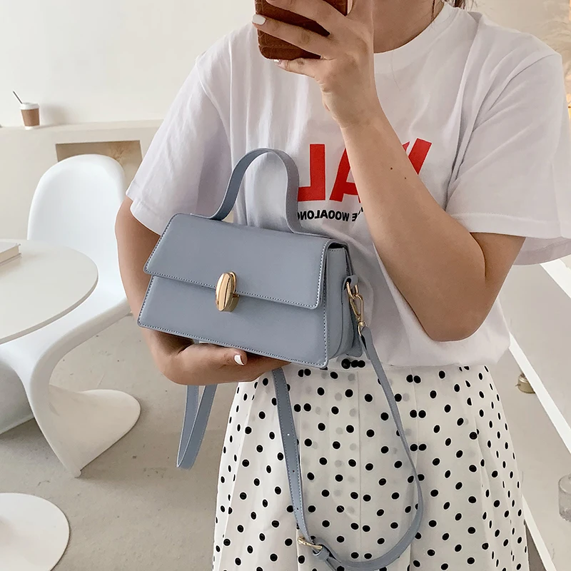 

High Quality Soft Waterproof Pu Leather Shoulder Bag for Women 2021 Designer Solid Color New Fashion Crossbody Casual Handbag