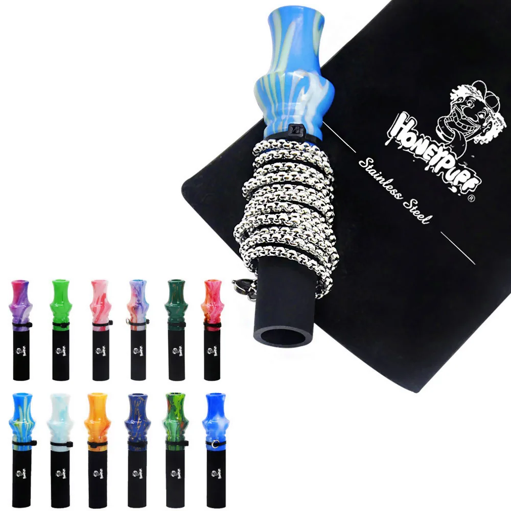 

10PC colorful cool Resin Silicone Hookah Mouthpiece with Popular Design Stainless Chain Shisha Mouth Tip for Sheesha Chicha Hose