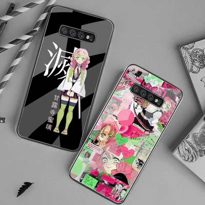 

USAKPGRT Mitsuri Kanroji Kimetsu Phone Case Tempered Glass For Samsung S20 Plus S7 S8 S9 S10 Plus Note 8 9 10 Plus