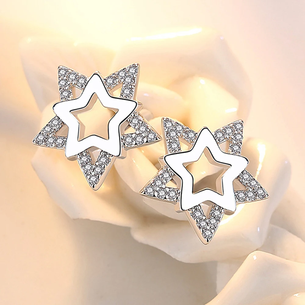 

2021New Classic Style Earrings Fashion Personality Hollow Out The Star Shape Stud Earrings Temperament Women Fashion Jewelry