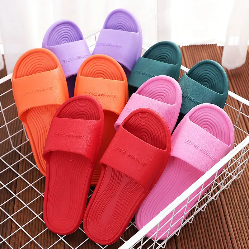 

Summer Men Slippers Women Platform Slippers Simple green pink Shoes Non-slip Bathroom Slides Flip Flops Couples Indoor Slippers