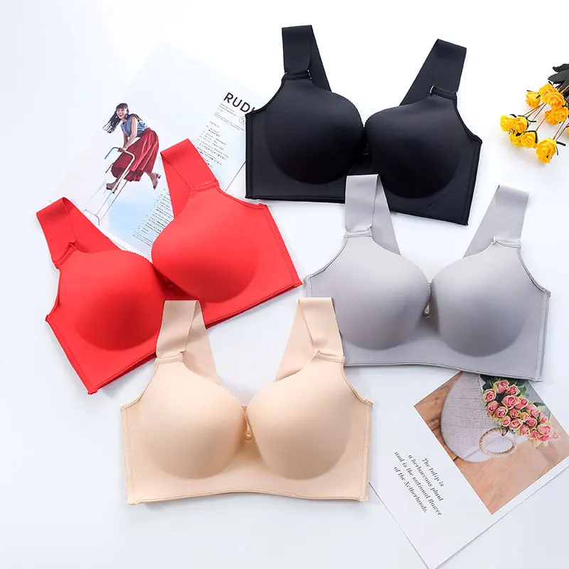 

Plus Size One piece Seamless Bras For Fashion Sexy Push Up Lingerie Large Big D E Cup Bra Wireless Bralette Female Underwear