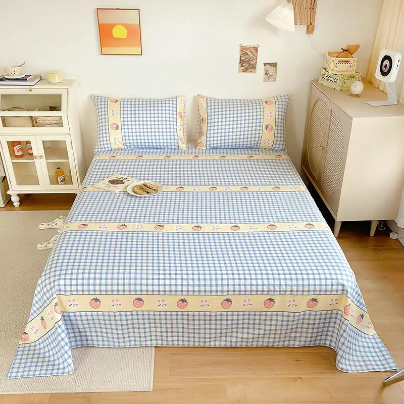 

Простыня двухслойная в клетку, 100% хлопок, без Наволочки, 1 шт.