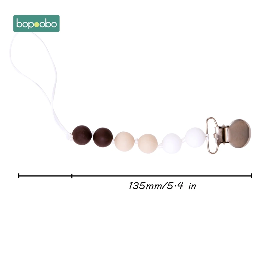 Bopoobo 1 шт., детский прорезыватель, соски, клипсы, подарок для ребенка, пищевые силиконовые грызуны, прорезыватель из бисера, BPA бесплатно, подарок для ребенка, игрушки, силиконовые бусины - Цвет: Brown Chain