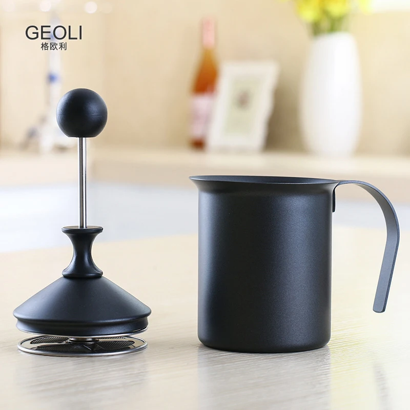 Ручной вспениватель молока Нержавеющая сталь двойной сетки капучино кувшин для