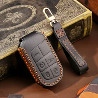 top layer leather car key case shell for jeep renegade accessories jeep grand cherokee wk2 cherokee kl compass wrangler jk dodge