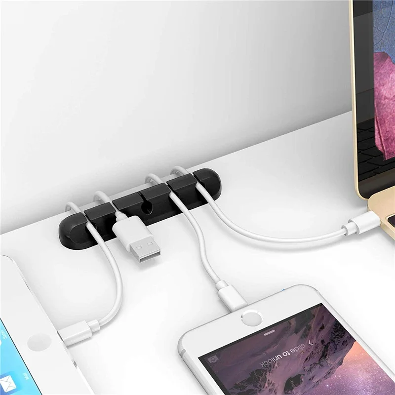 Органайзер для кабеля силиконовый usb-кабель намотки гибких кабельных зажимов